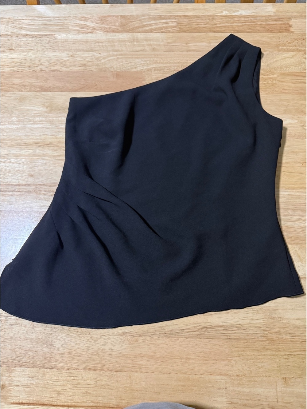 White House Black Market Women’s 8 Black One Shoulder Blouse Asymmetrical Top